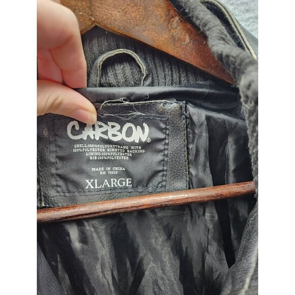 Carbon Mens Black Faux Leather Jacket XL - Picture 2 of 3